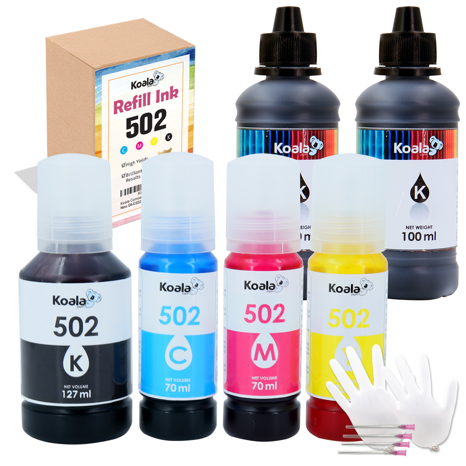 6PK Koala 502 Ink Refill Kit for Printer ET-2760 4760 3850 2850 4850 ST-2000 etc