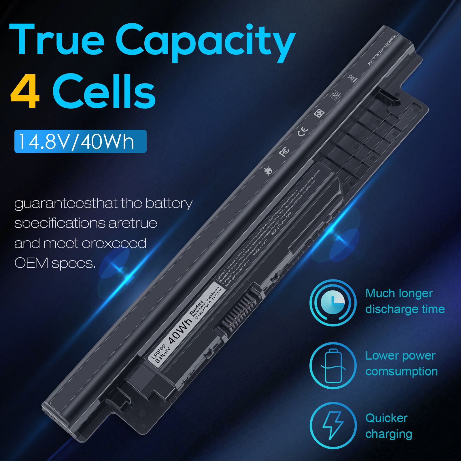 XCMRD MR90Y Battery For Dell Inspiron 14 3421 5421 15 3521 3537 5521 3721 Laptop