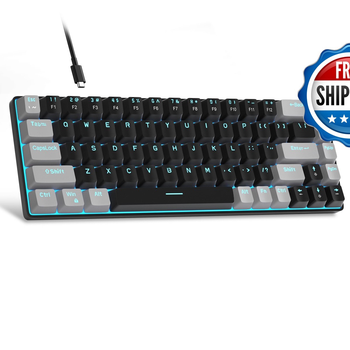 MageGee MK-Box 60% Mechanical Gaming Keyboard 68 Keys LED Red Switch Black/Grey
