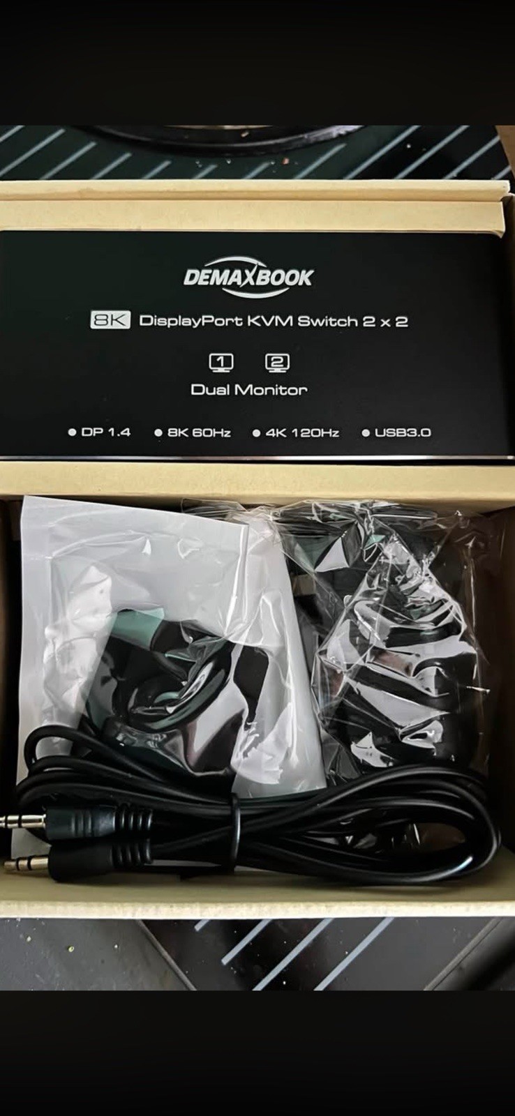 Displayport KVM Switch Dual Monitor 2x2 2 In 1 Out 8K 60Hz USB 3.0