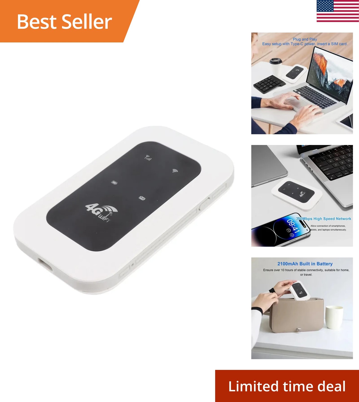 Travel 4G WiFi Mobile Hotspot Wide Compatibility Portable 4G WiFi Hotspot