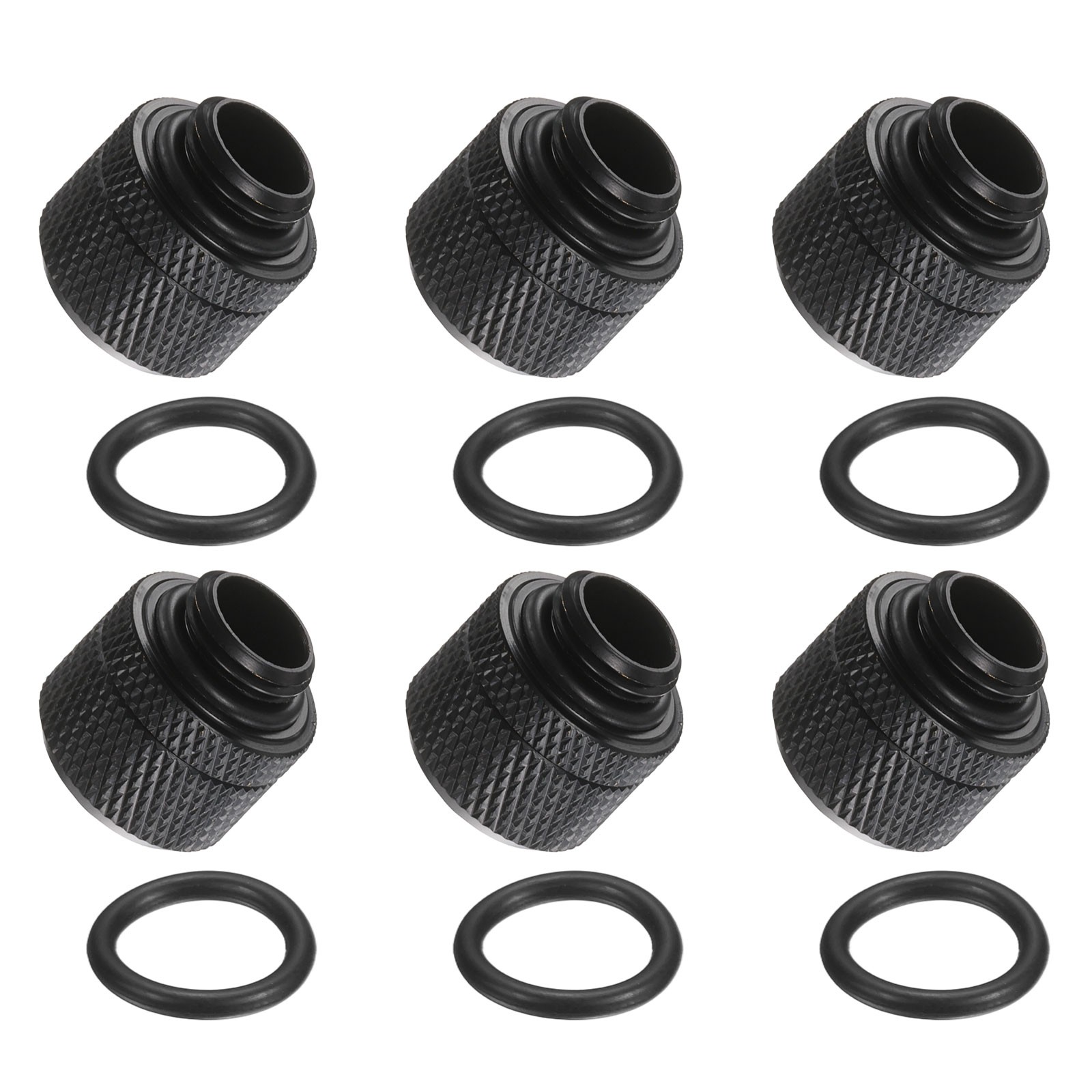 6Pcs G1/4" 3/8 in ID 1/2 in OD Quick Tighten Compression Fitting, Black