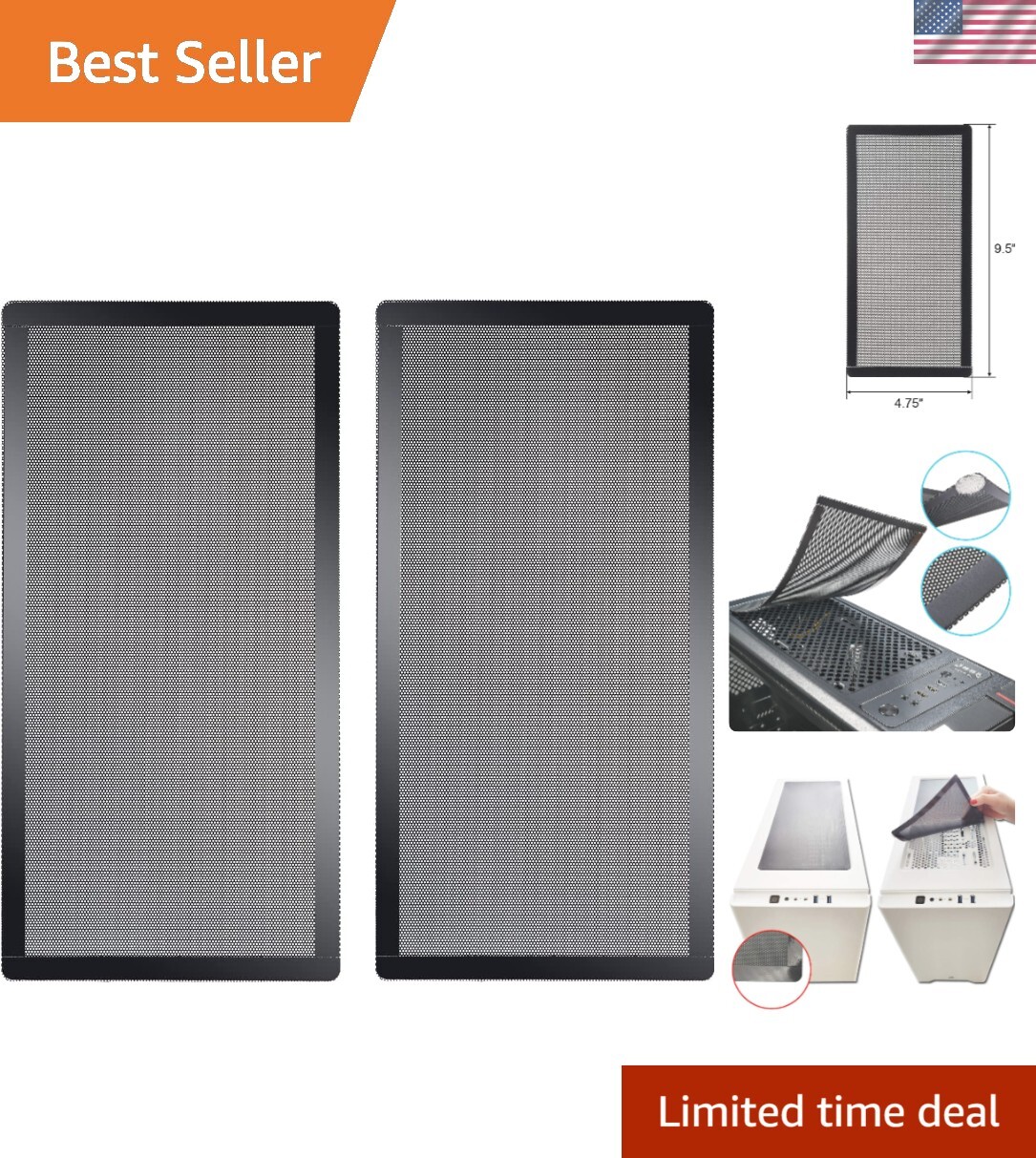 Premium Magnetic 120mm x 240mm PVC Dust Filter for PCs - 2 Filters Included