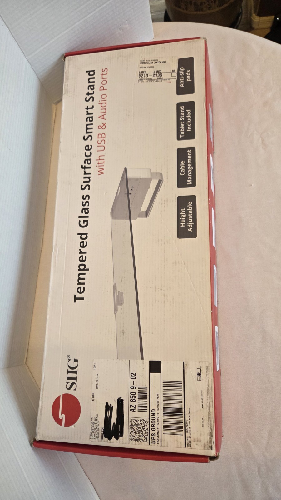 MOUNT-IT MI-7265 TEMPERED GLASS SURFACE & ALUMINUM SMART MONITOR STAND W USB HUB