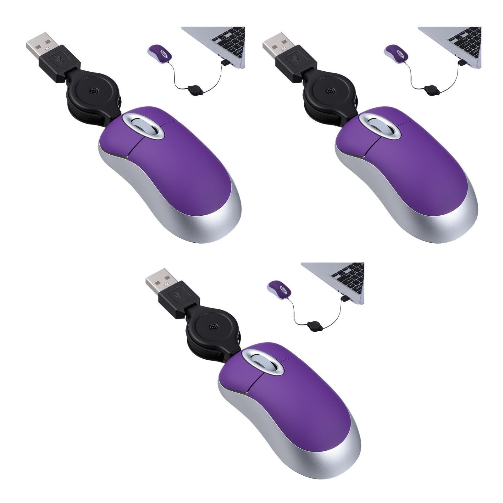USB Mouse, 3Pcs 3" Mini Travel Mouse for Laptop, USB - A