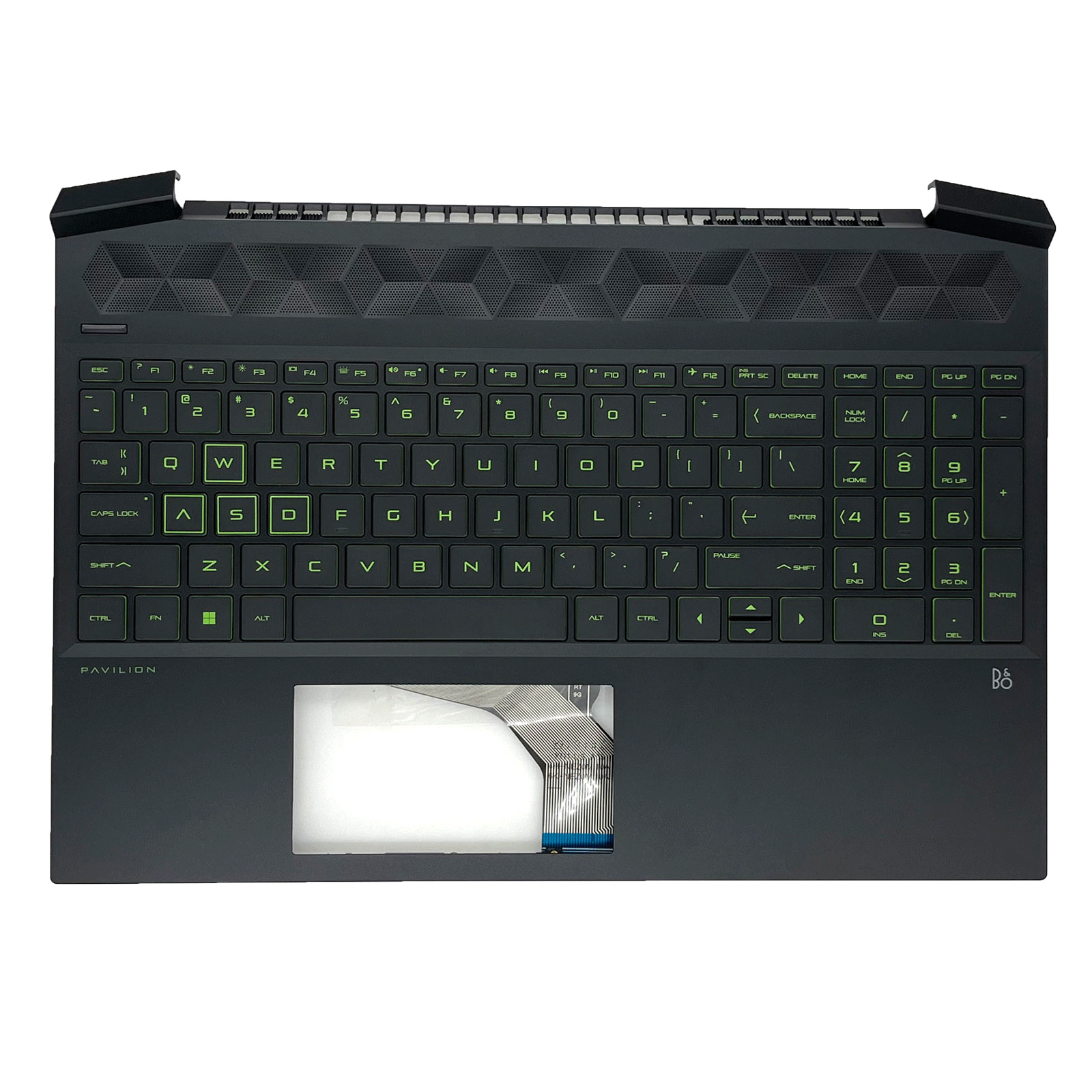 L72597-001 For HP Pavilion Gaming 15-EC 15Z-EC Palmrest w/Green Backlit Keyboard