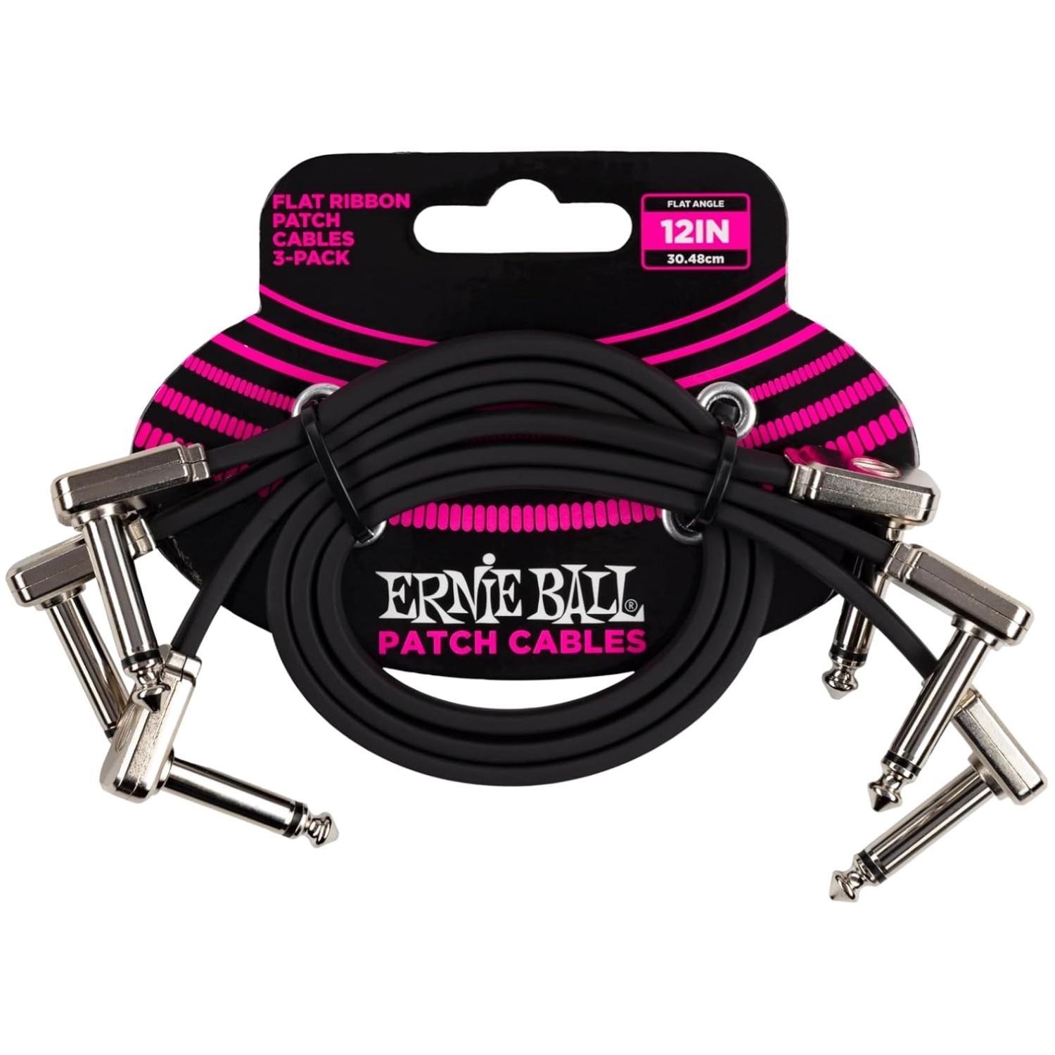 Professional Black Flat Ribbon Patch Cable 3-Pack, 12in - Enhance Your Sound