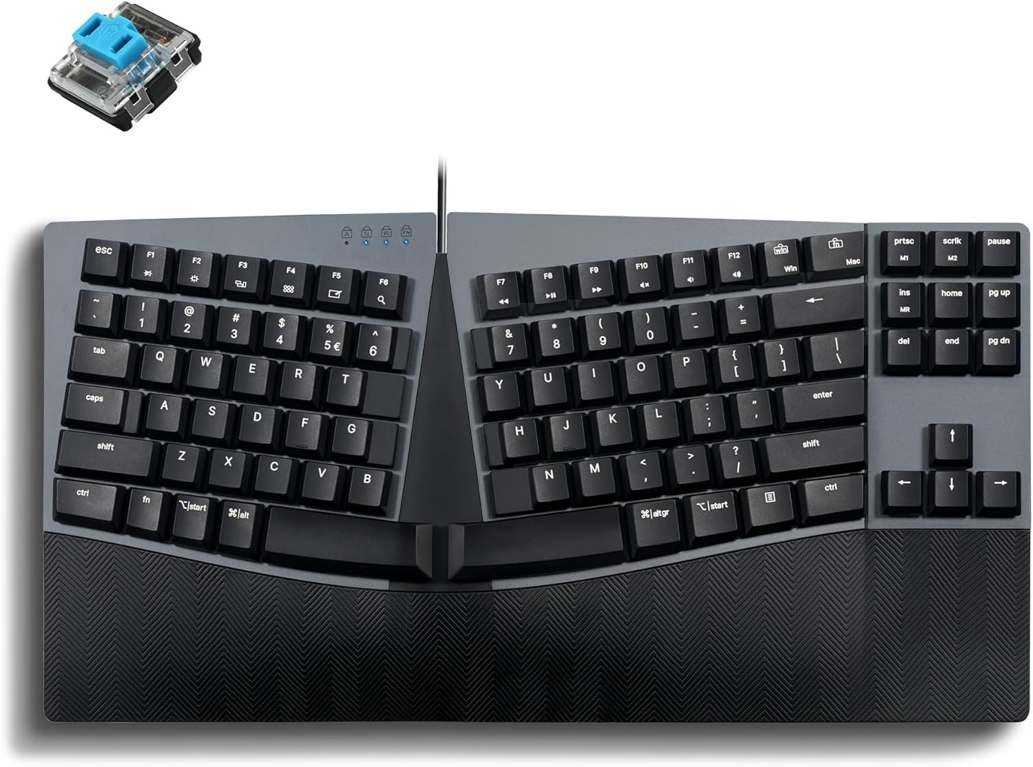 PERIBOARD335BL Wired Ergonomic Mechanical Compact Keyboard Blue Switches US