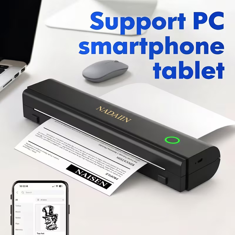 A4 Portable Thermal Printer Wireless Bluetooth Mobile Inkless Letter Size Travel