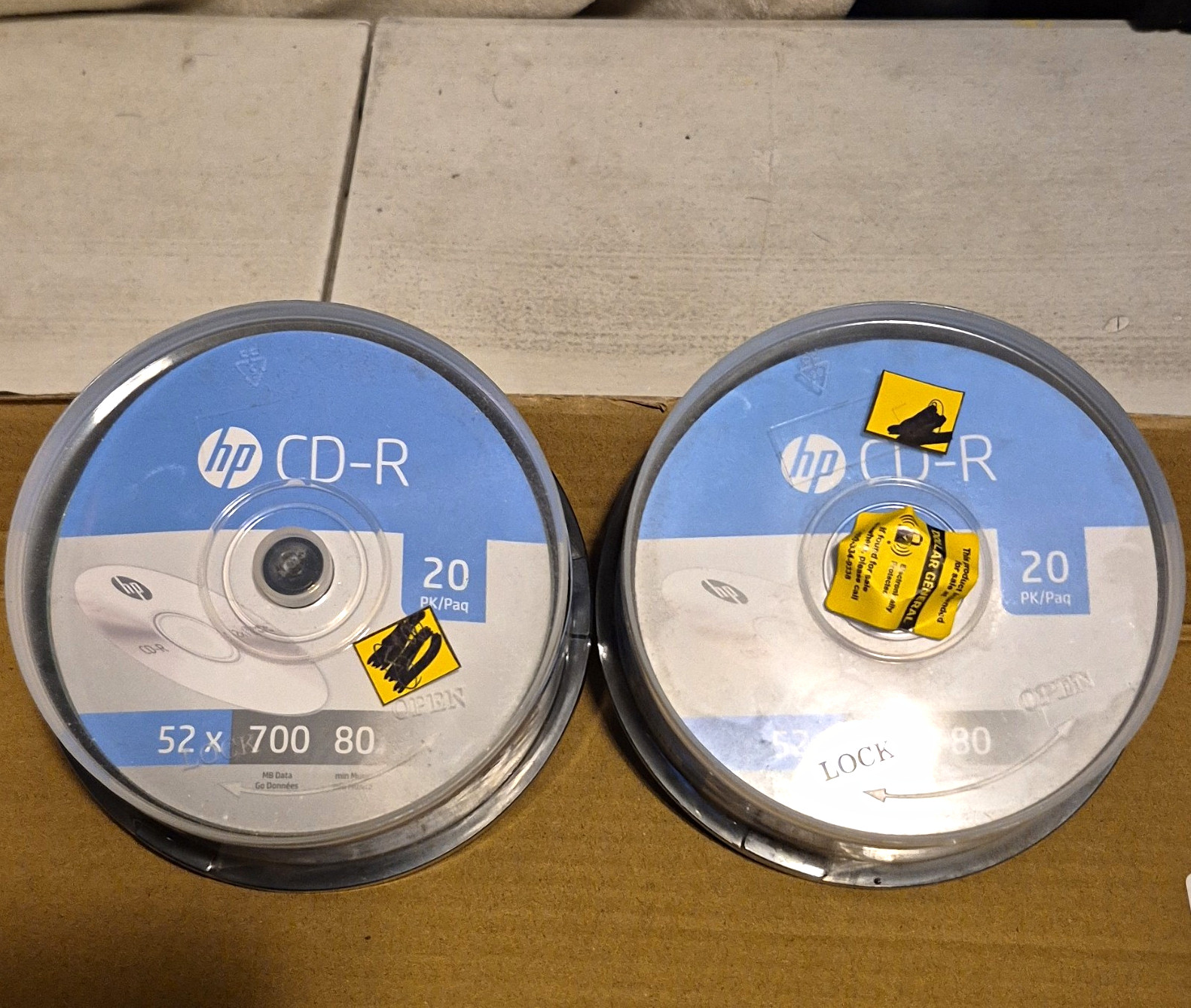 2Pk HP CD-R Recordable 700MB 52x 80min 20-Pack Spindle CR52020CB x2
