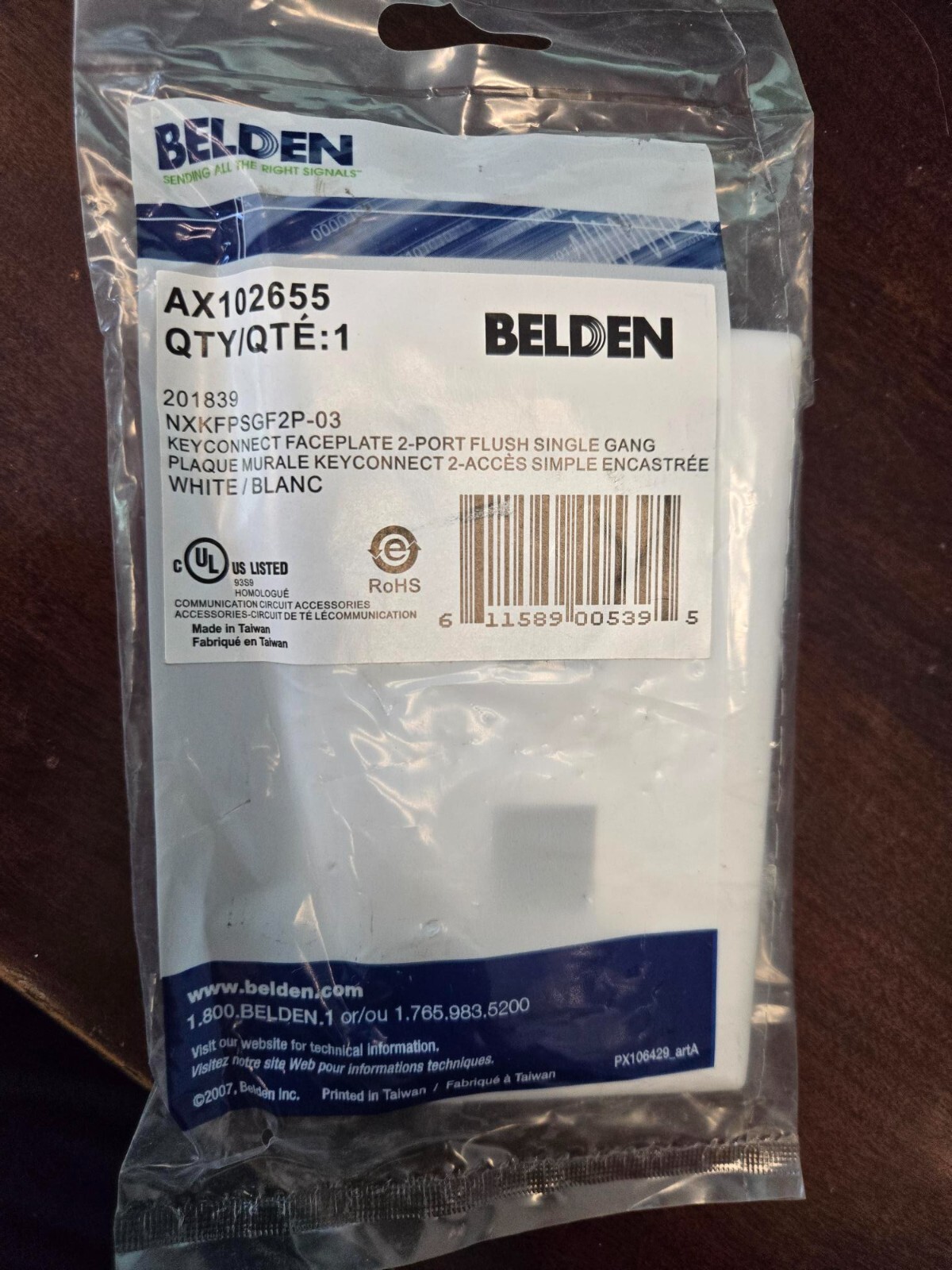 Belden AX102655 KeyConnect Faceplates 2-Port Flush Single-Gang White  
