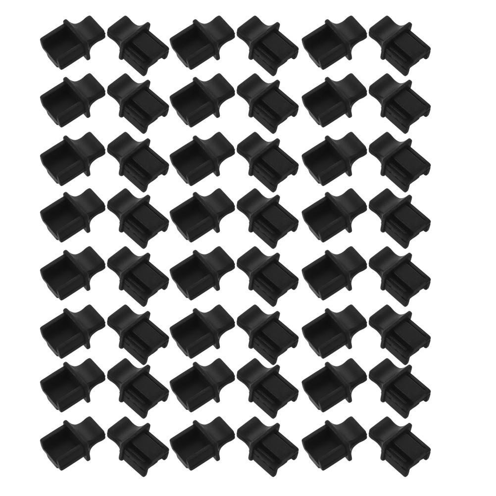 50Pcs Reusable Black Silicone Ethernet Cable Connector Dust Plugs