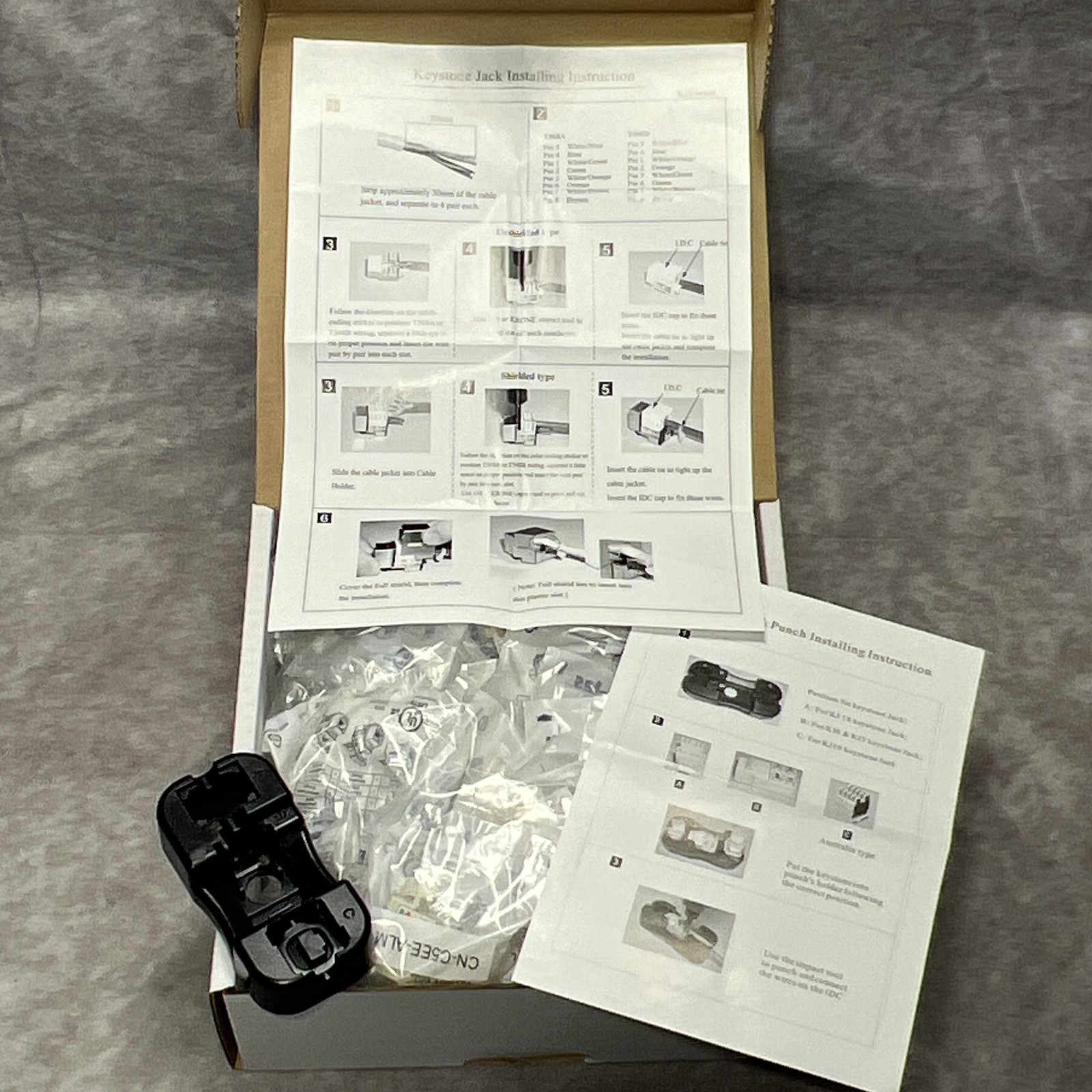 ComCables CN-C5EE-ALM Cat5e Keystone Jack 50 Pack Almond C5E Punch Tool RJ45