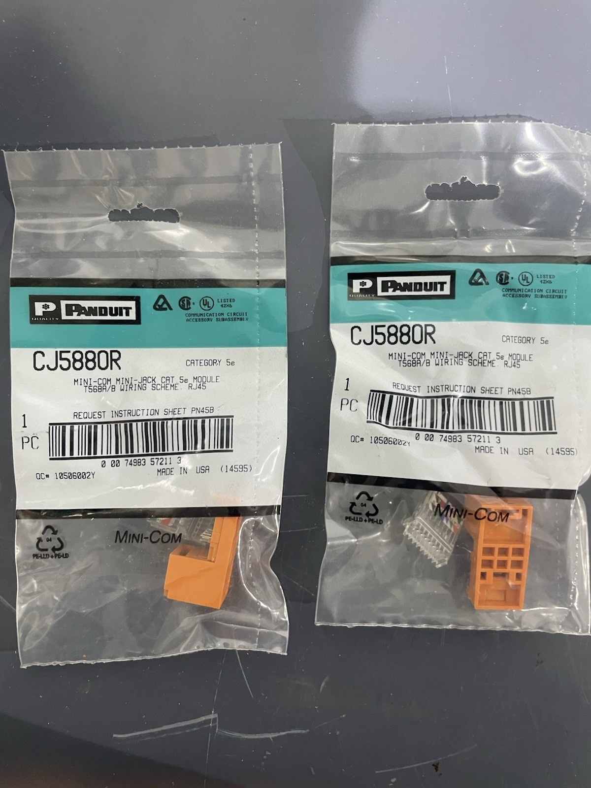 Panduit CJ5880R Cat5 Modular Jack - NEW (2 Piece)