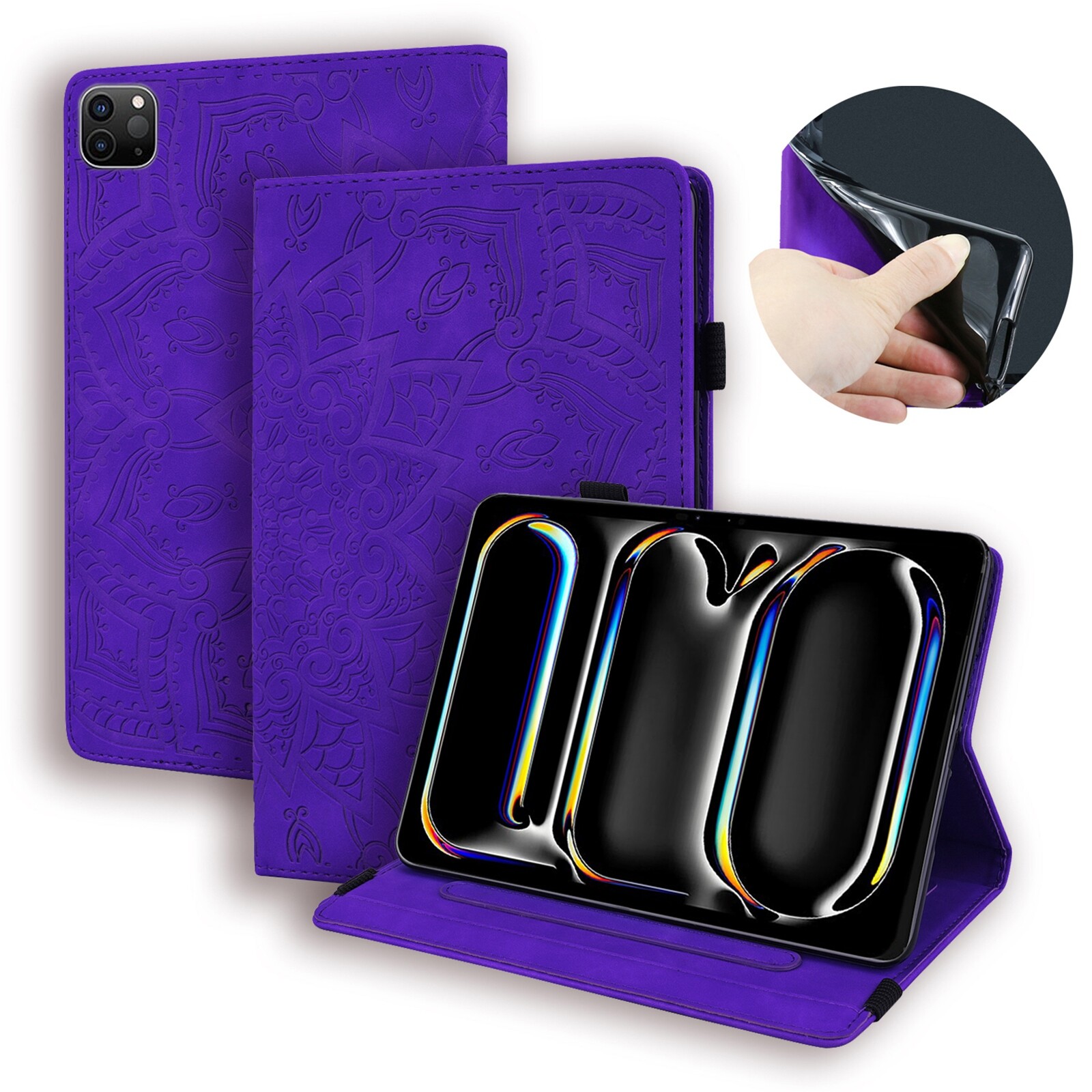 For iPad Pro/Air 11" 13" 2024 Magnetic Leather Pattern Wallet Case Stand Cover