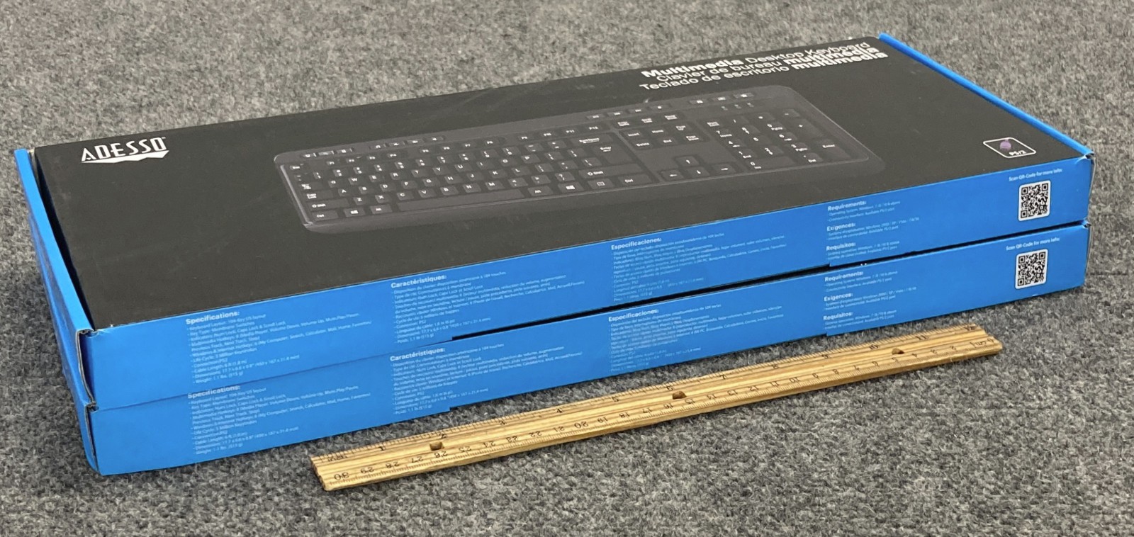 Lot of 2 Adesso EasyTouch 132 Multimedia Desktop Keyboard - NIB, Sealed -