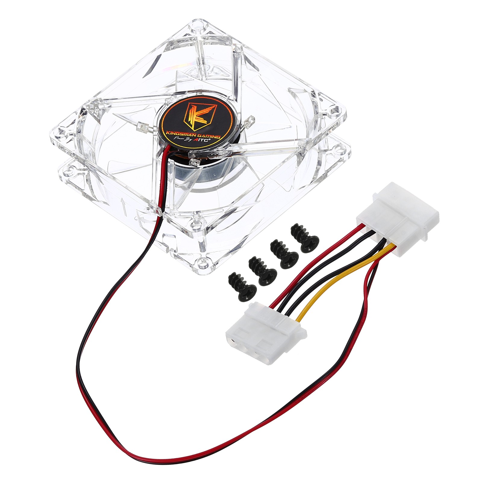 Clear Computer Case Fan 1800RPM 80mm 4 Pin Red 4 LED 12V with 4 Screws