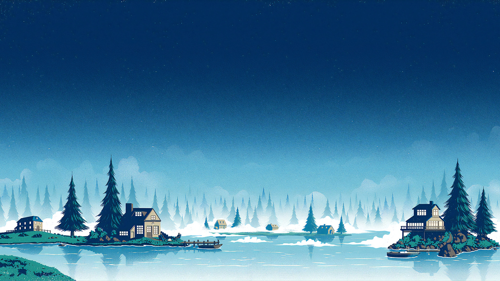 Landscape  nature winter trees water reflection house Custom Gaming Mat Desk