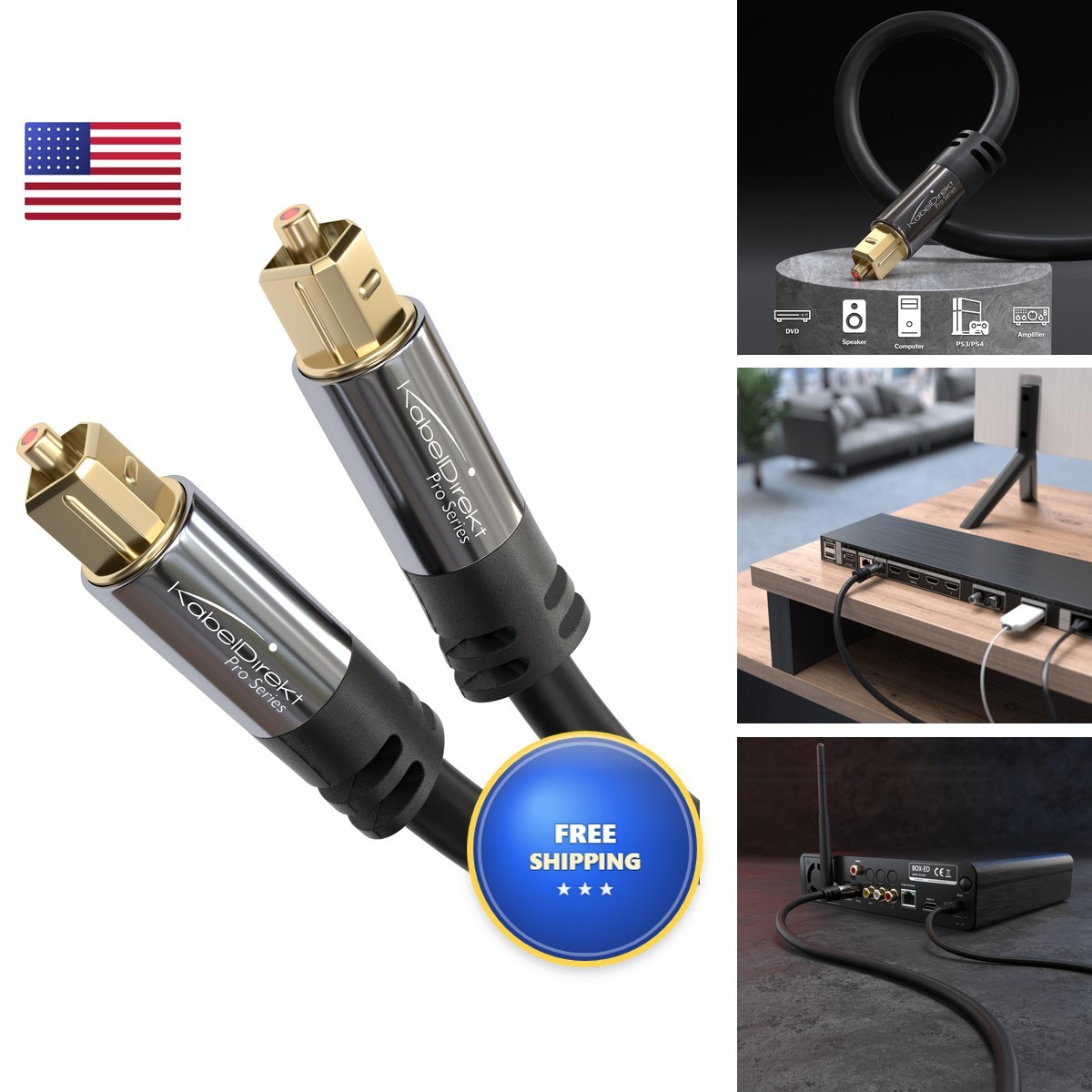 KabelDirekt 1094 Optical Audio TOSLINK Cable 50ft