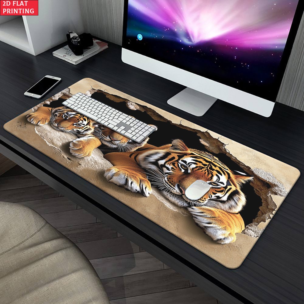 2D Flat 1pc Three Tigers Relaxing Pattern Pad for Desk, Gaming, Office Decor,