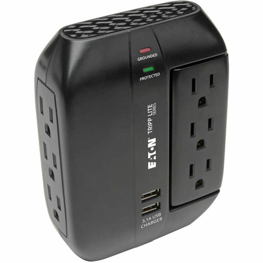 Tripp Lite Surge Protector Direct Plug-In 6 Outlet 3 Rotatable Outlets, 2 x USB