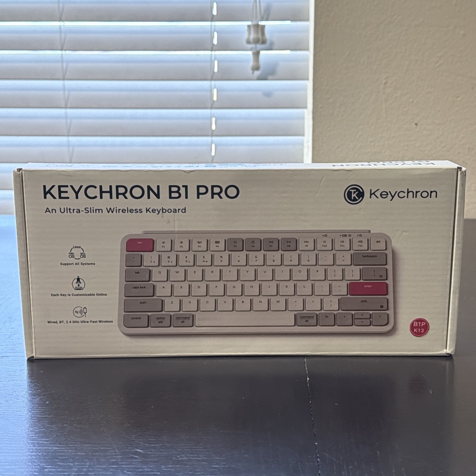 Keychron B1 Pro Wireless Keyboard Ultra-Slim 2.4G Bluetooth B1P-K13 Retro Red