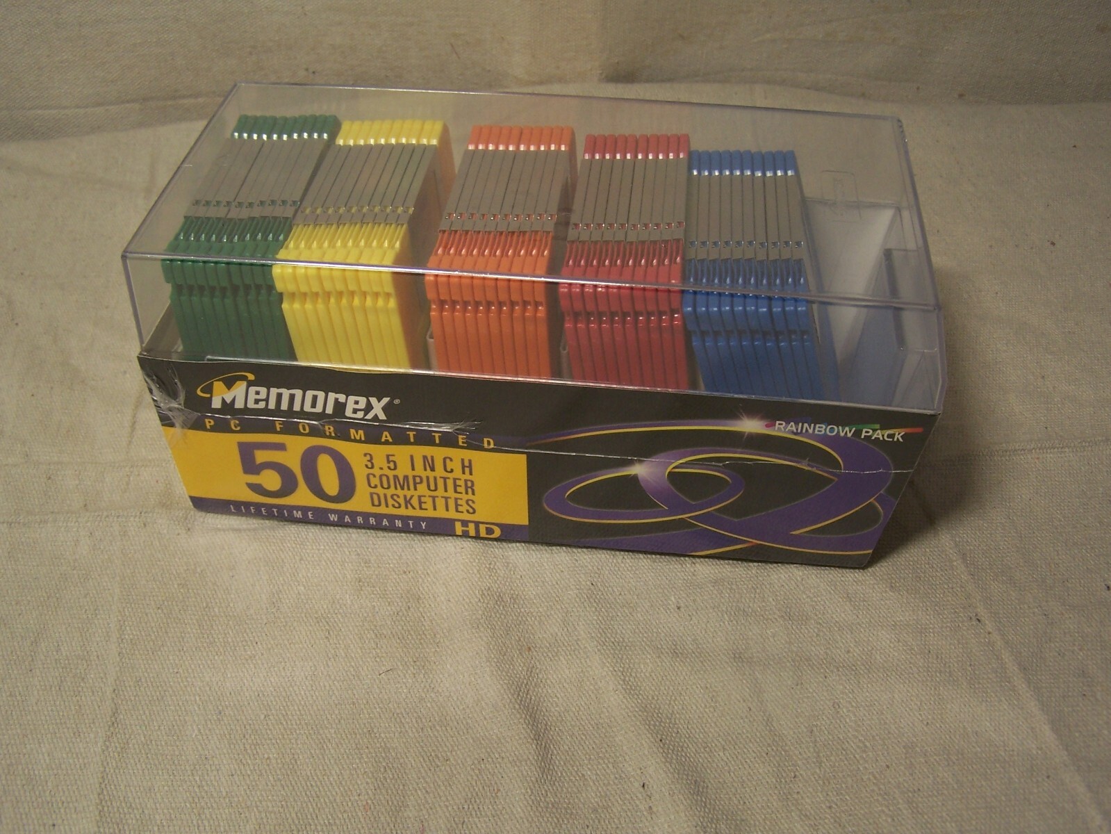 50 Memorex PC Formatted 3.5 Inch Computer Diskettes Plastic Case Floppy Disks HD