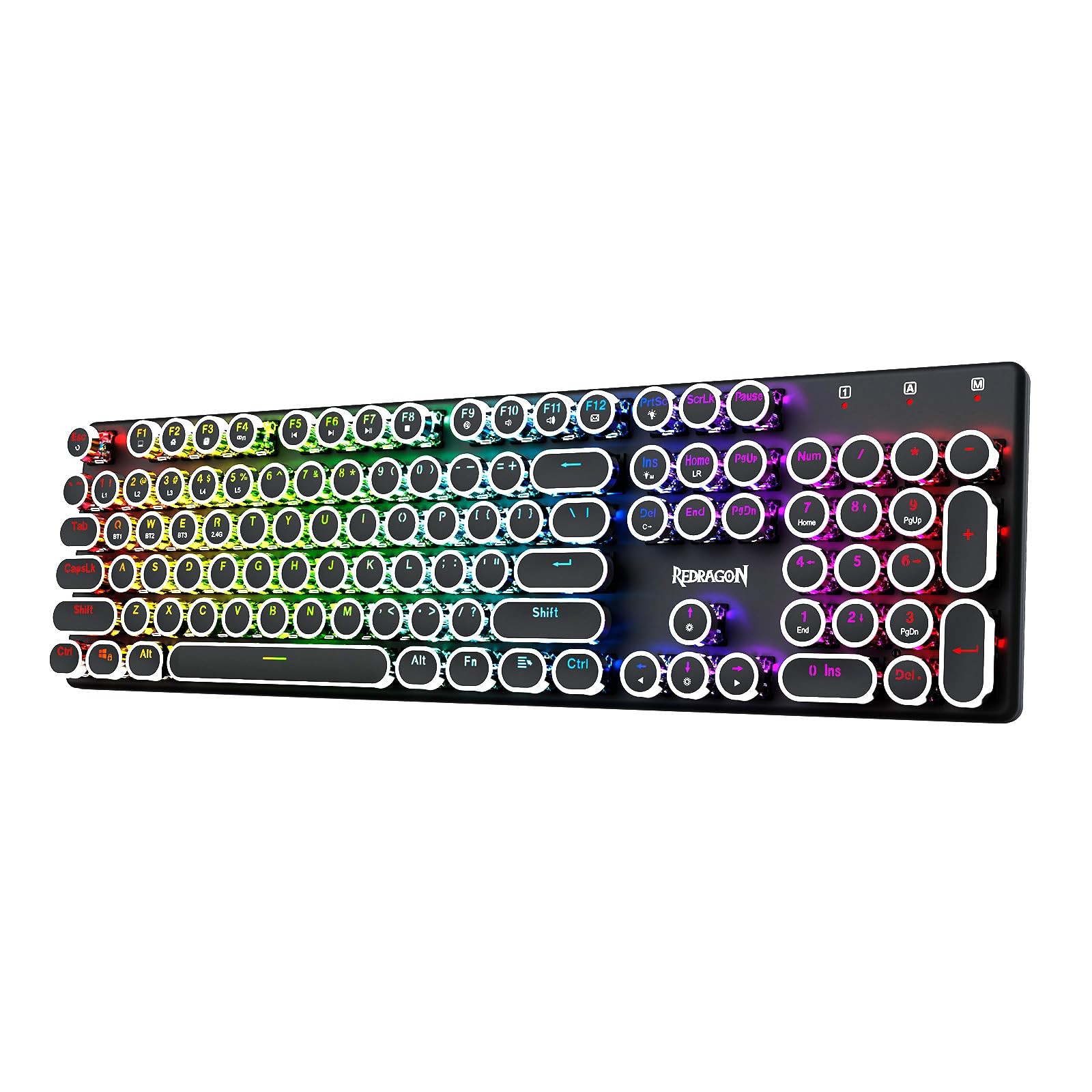 Redragon Wireless Typewriter Style Mechanical Gaming Keyboard, Black