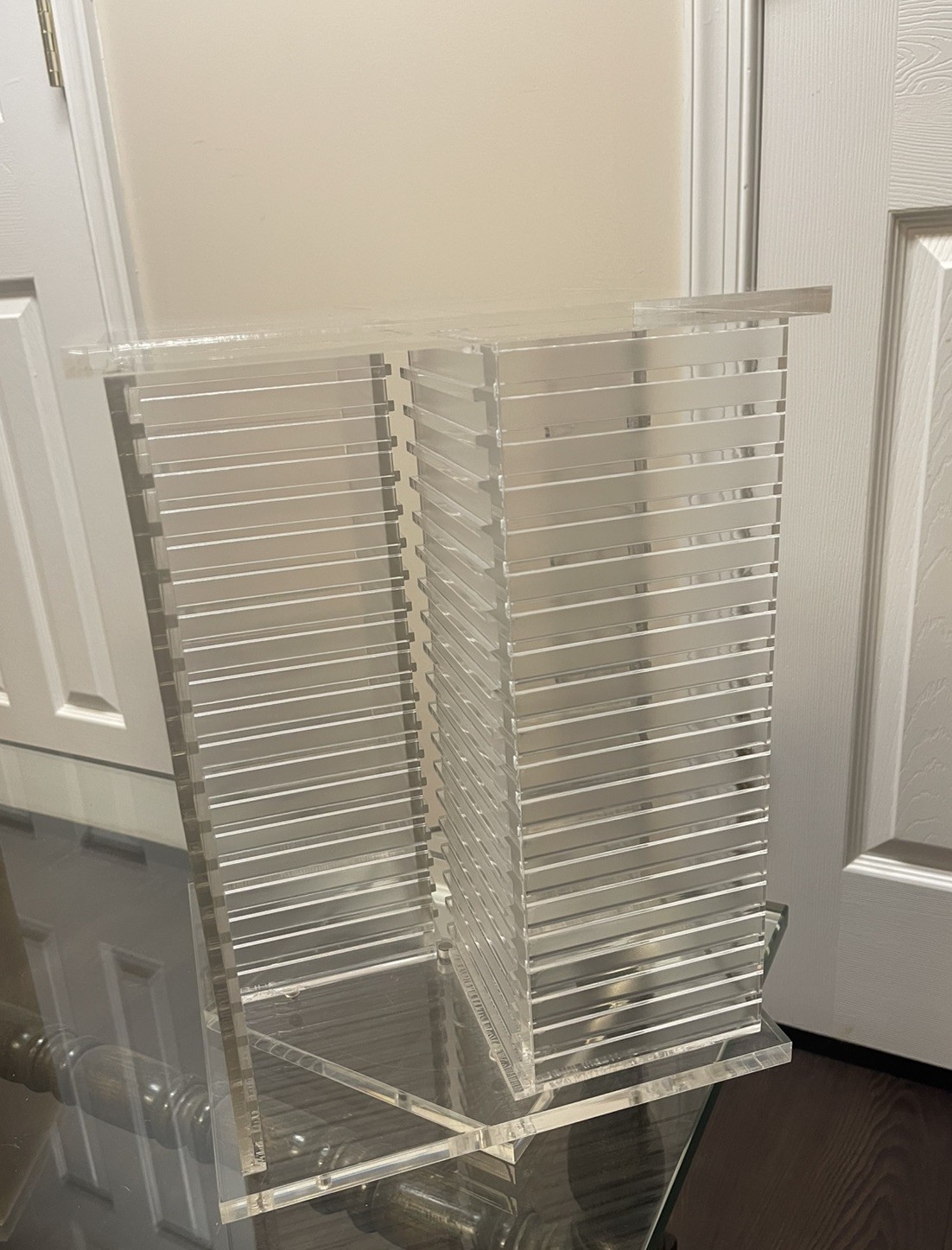 Vintage Lucite CD Stand, CD Carousel Rack, 80s, 90s Holds 80 CDs. 