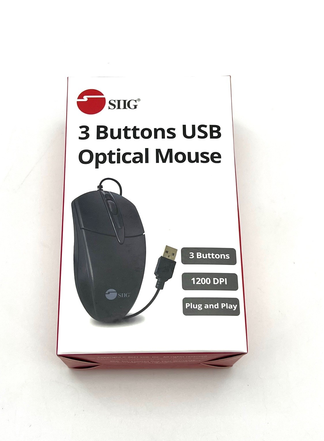 SIIG 3 Buttons USB Optical Mouse JK-US0T11-S1 - Black