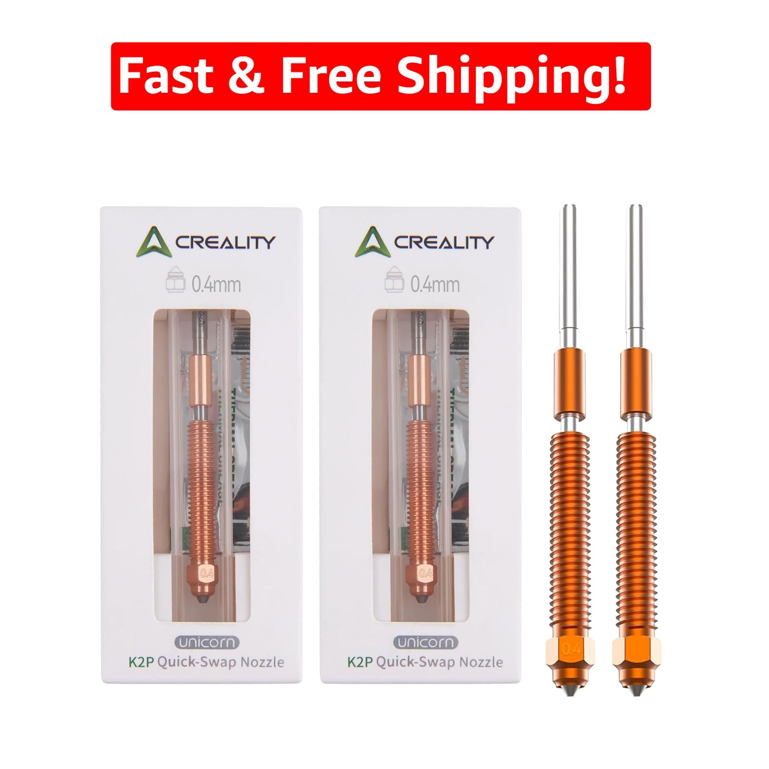 K2P Quick-Swap Nozzles - 2PCS 0.4mm with Superior Lifetime & Compatibility