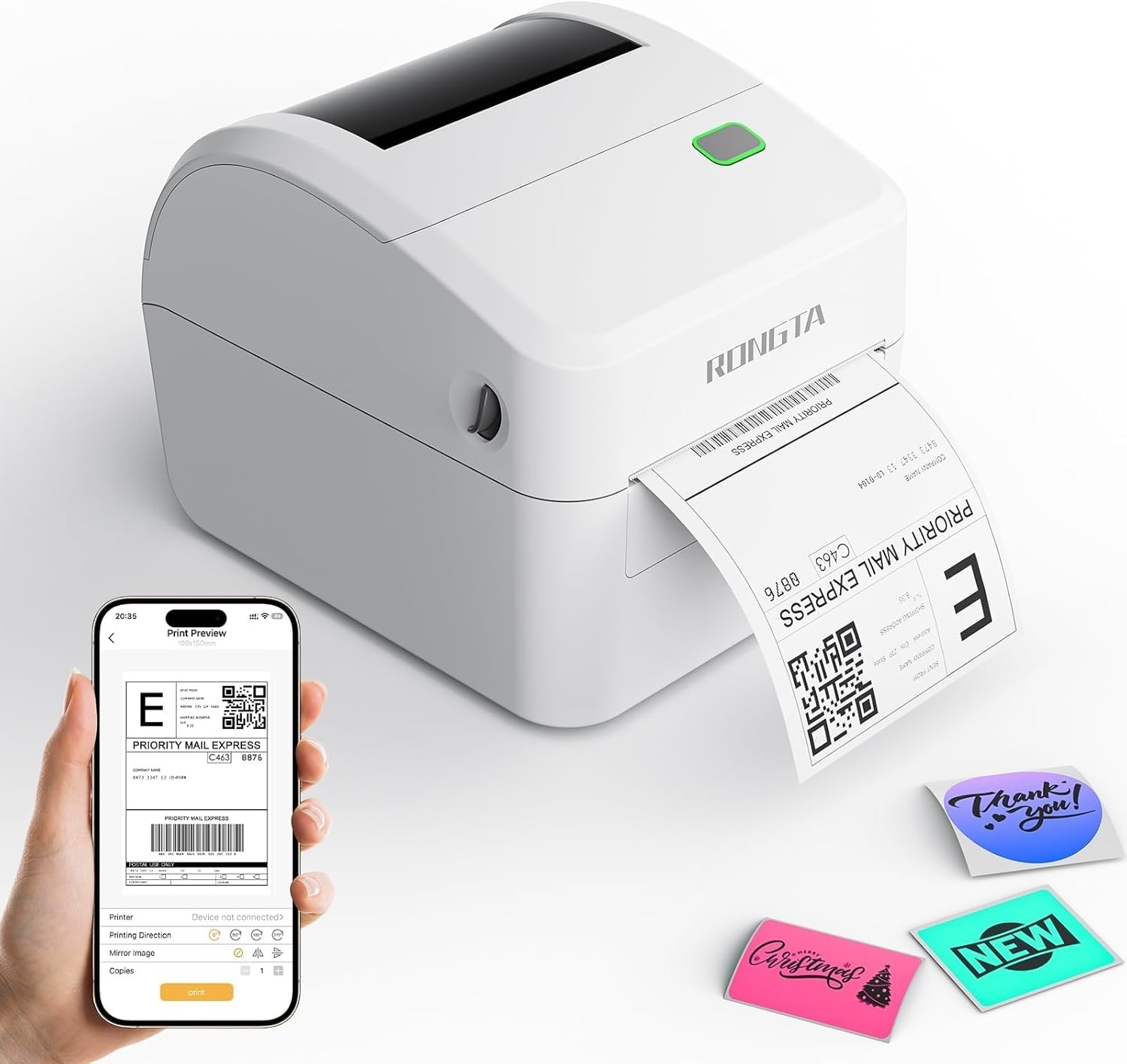 Rongta Bluetooth Wireless 4x6 Thermal Shipping Label Printer RP415 for Packages