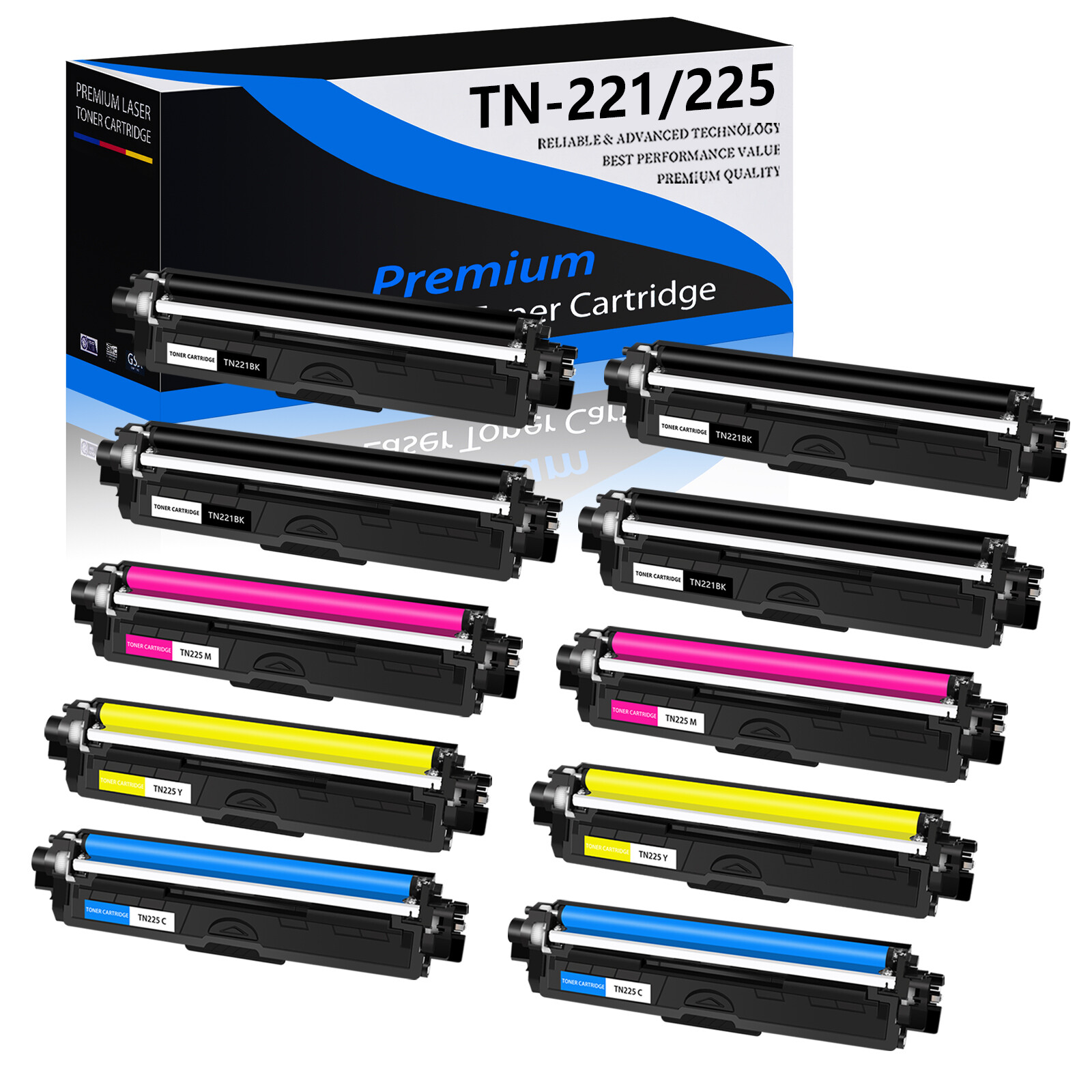 10PK BCMY TN221 TN225 Toner Color Set For Brother MFC-9330CDW MFC-9340CDW