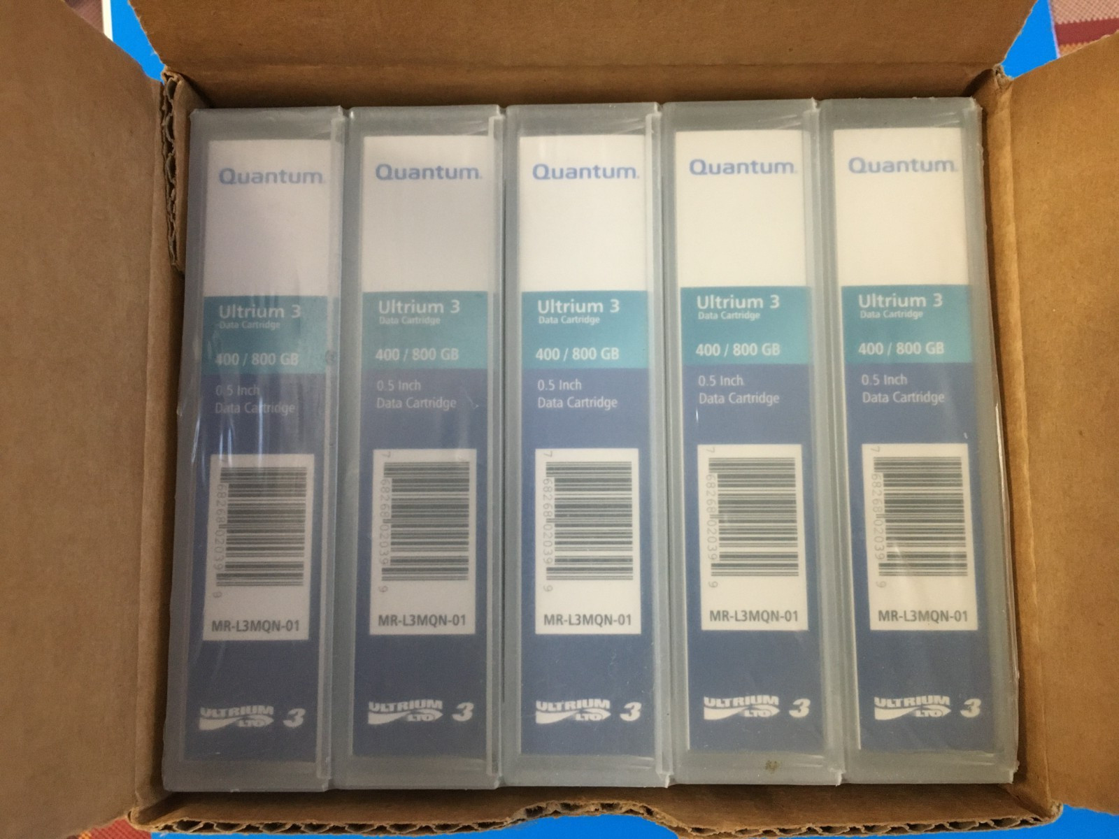 NEW LOT of 5 Quantum MR-L3MQN-01 LTO Ultrium 3 Data Cartridge 400 800GB