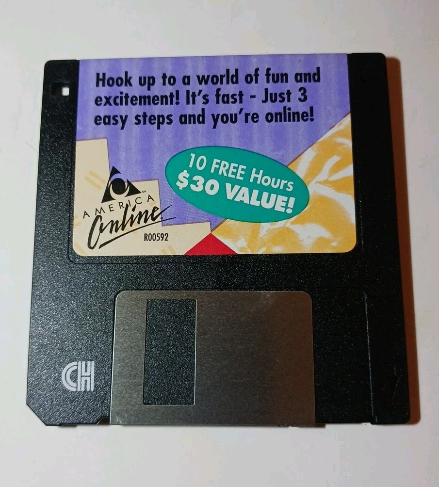 America Online EXPIRED 10 Free Hours 3.5" Floppy Disk Demo Vtg 1990s AOL USED