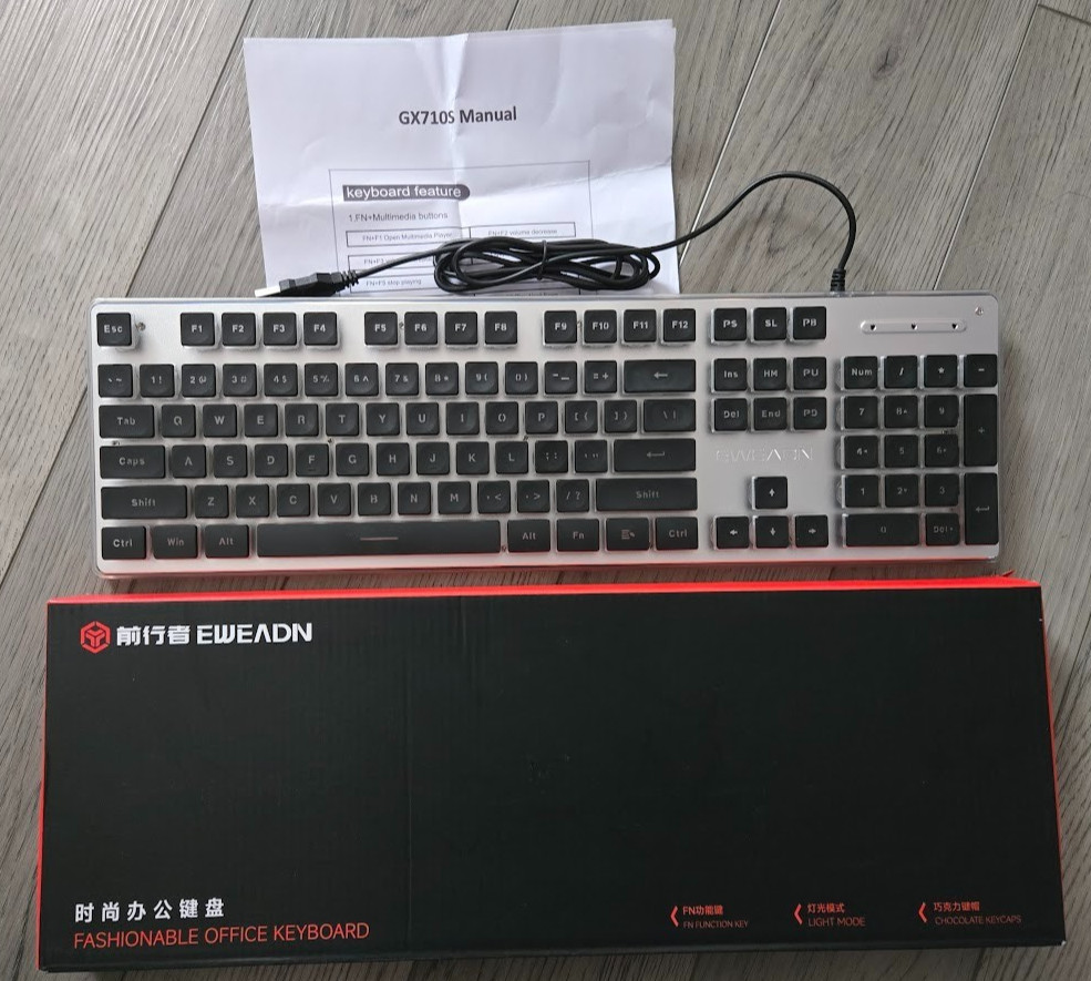 EWEADN #GX710S USB-A Wired Keyboard Black Colorful Gaming Office Keyboard