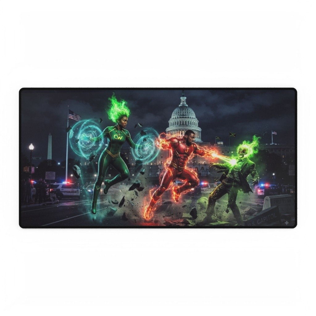 DC Comics Superhero Action Scene At US Capitol Mouse Pad Desk Mats