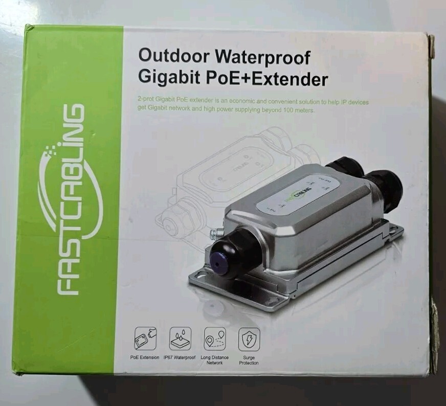 FASTCABLING Industrial Outdoor PoE Extender 2 Port, Repeat 328ft PoE for...
