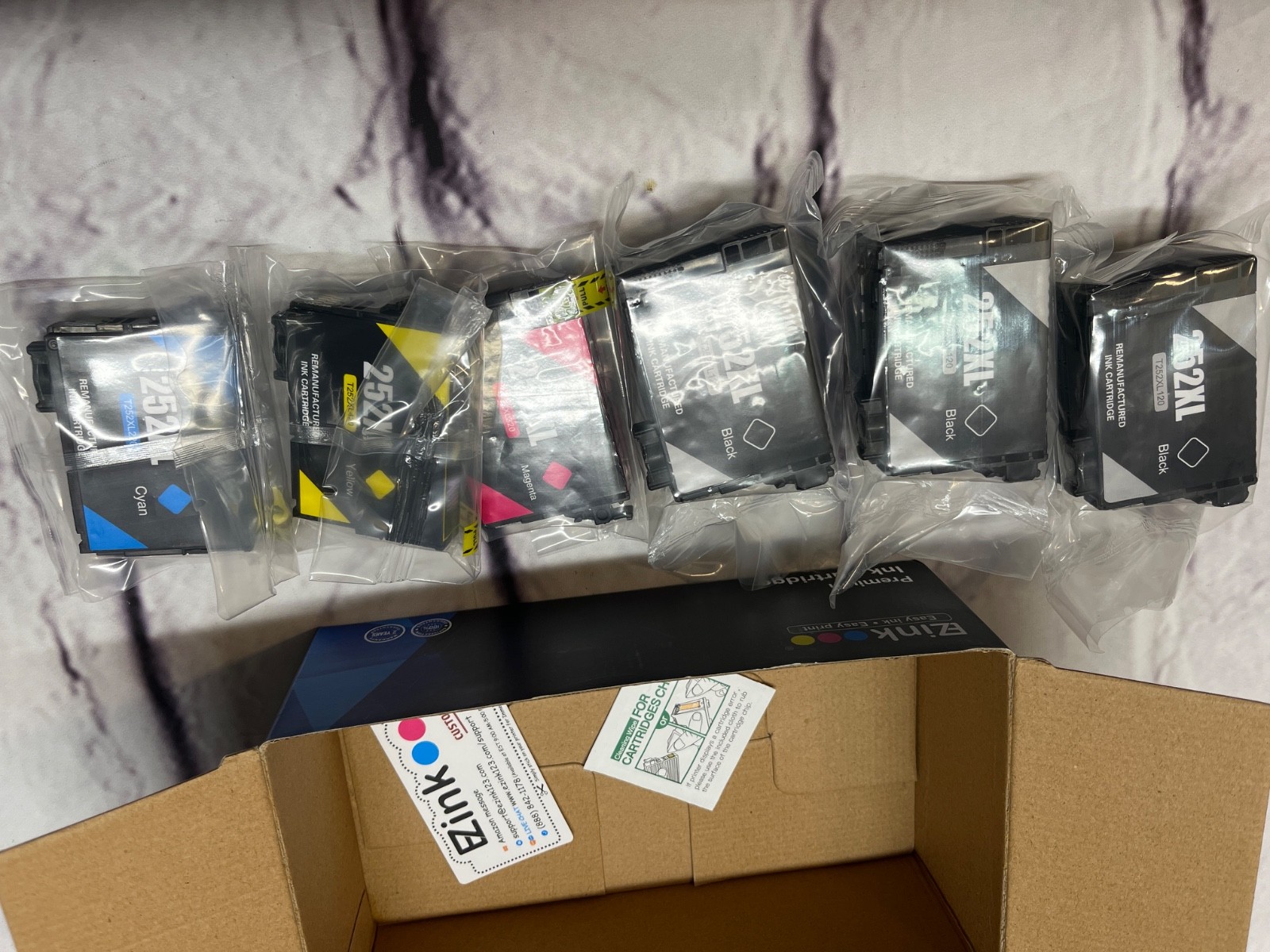 EZ Ink 252xl Ink Cartridges - 6- Partial Pack (See Description)