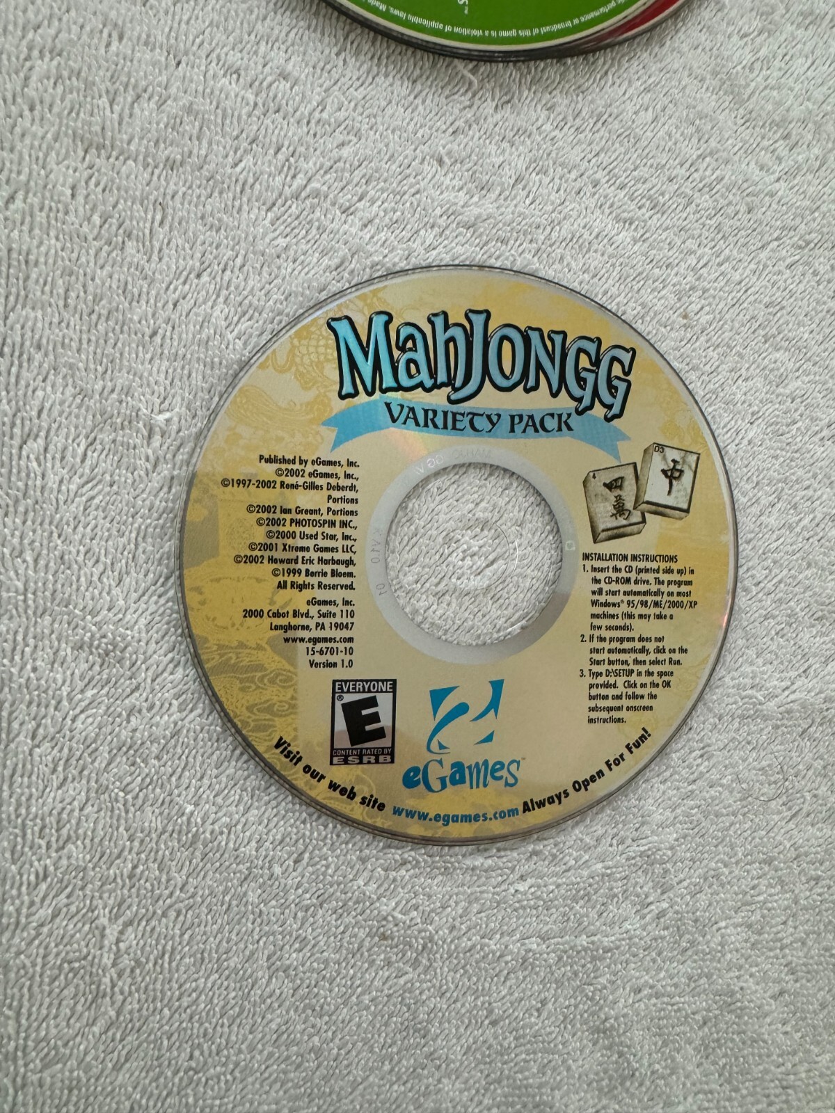 eGames MahJongg Variety Pack (PC, 2002) - Windows 95/98/ME 2000/XP