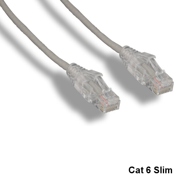 KNTK Gray 25ft Slim Cat6 UTP Ethernet Patch Cord OD 3.6MM 28AWG Networking RJ45