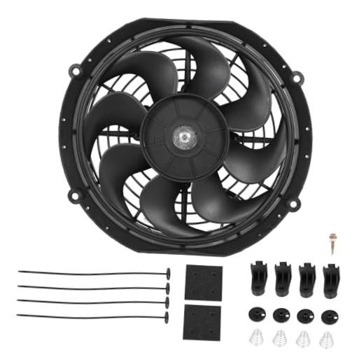 Universal Slim Radiator Cooling Fan 12V 80W Push Pull with Mount Kit, 10 Inch