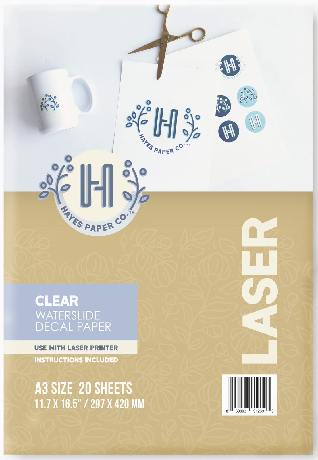 Hayes Paper, Waterslide Decal Paper Laser Clear 20 Sheets Premium Wate, A4 Size