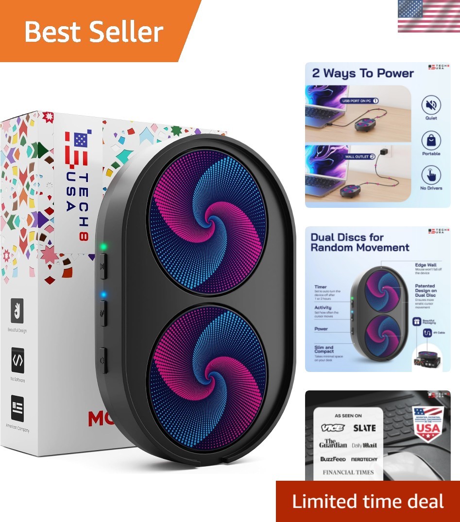 Dual Disc Mouse Mover, Jiggler, Auto-Off Timer, Activity Settings, No Softwar...