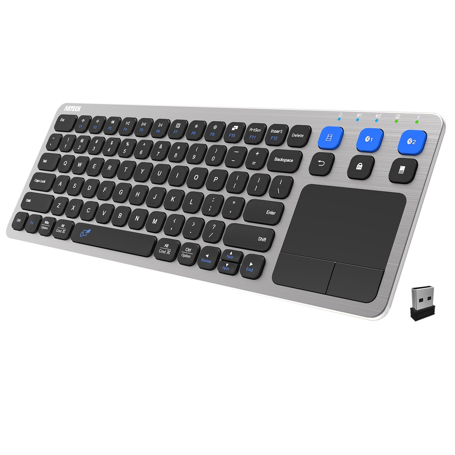 Arteck Universal 2.4G Wireless and Bluetooth Touch TV Keyboard Multi-Device w...
