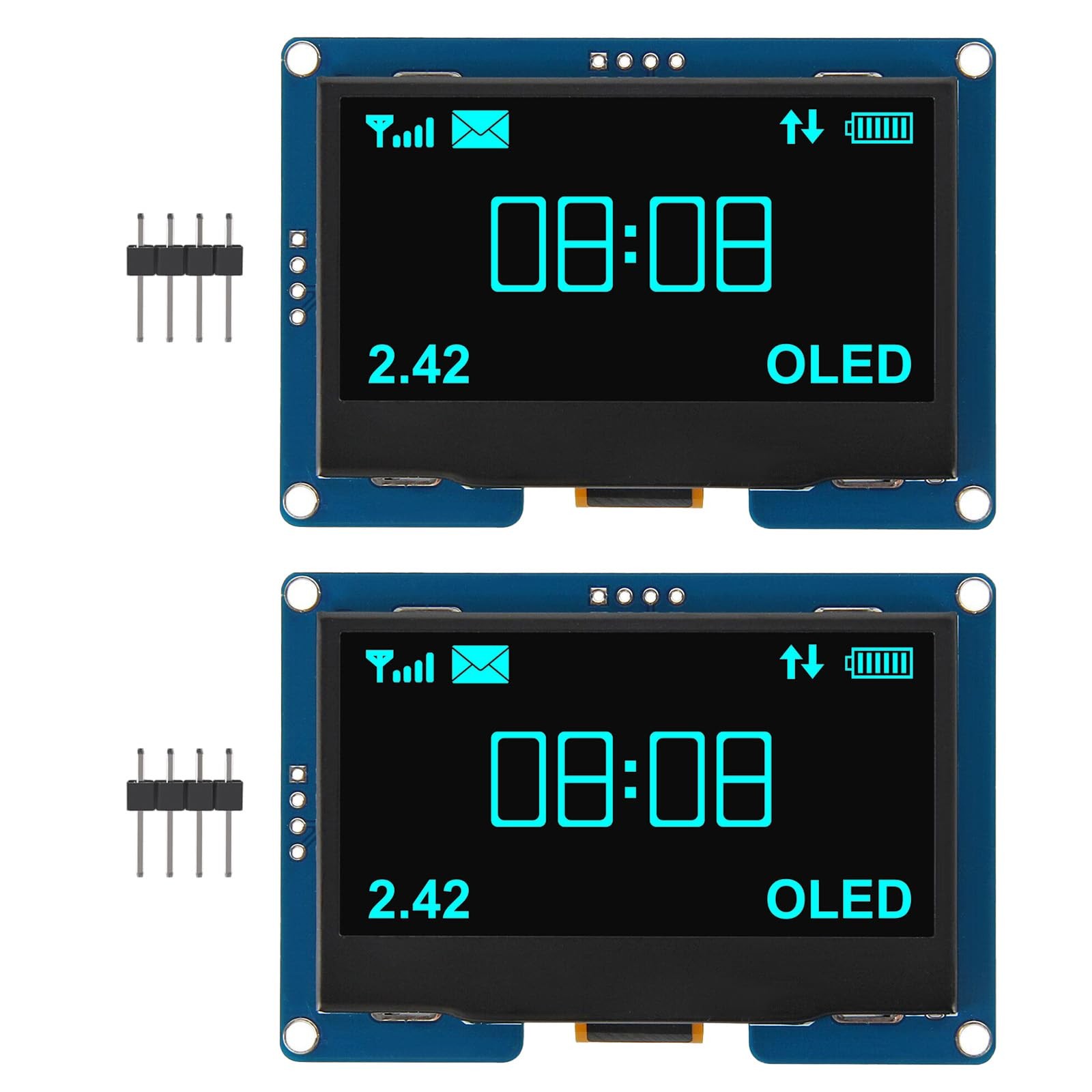 Blue 128x64 OLED LCD Display Module SSD1309 4 Pin IIC I2C Arduino 2 PCS 2.4 In