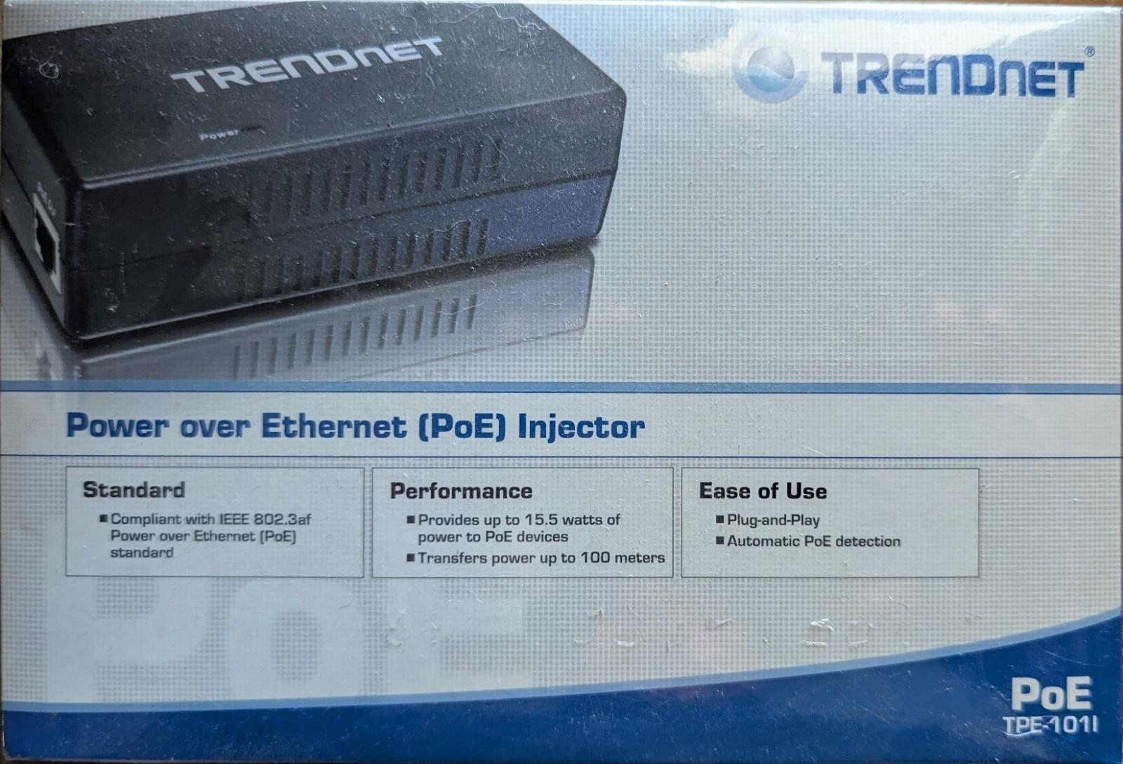 BRAND NEW TRENDnet Power over Ethernet (PoE) Injector TPE-101I (Black)