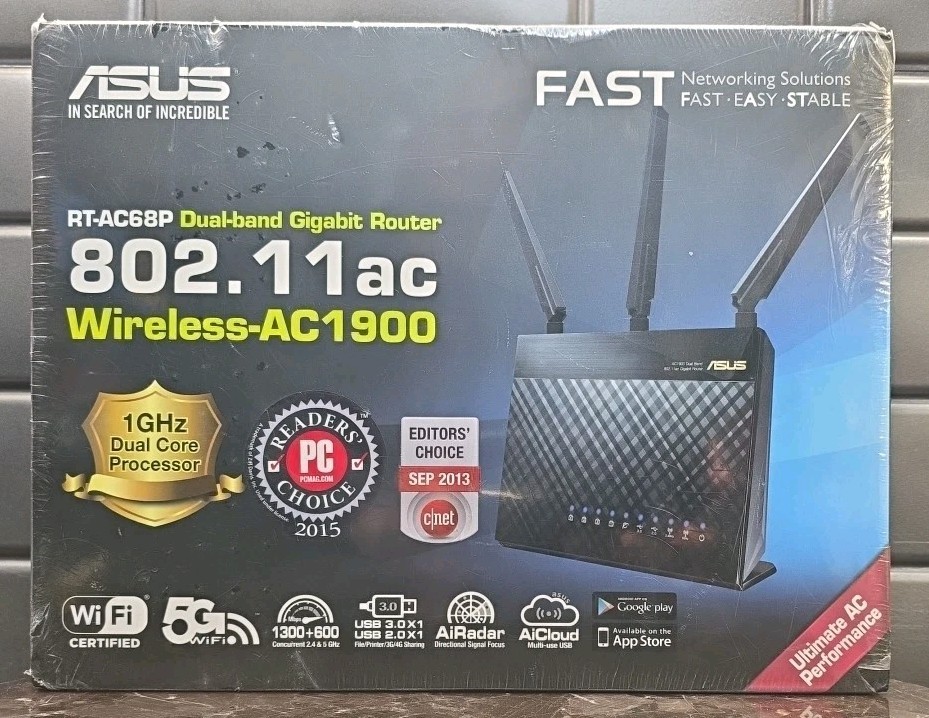 ASUS  RT-AC68P Dual-band Gigabit Router 802.11ac Wireless-AC 1900 2015 Sealed