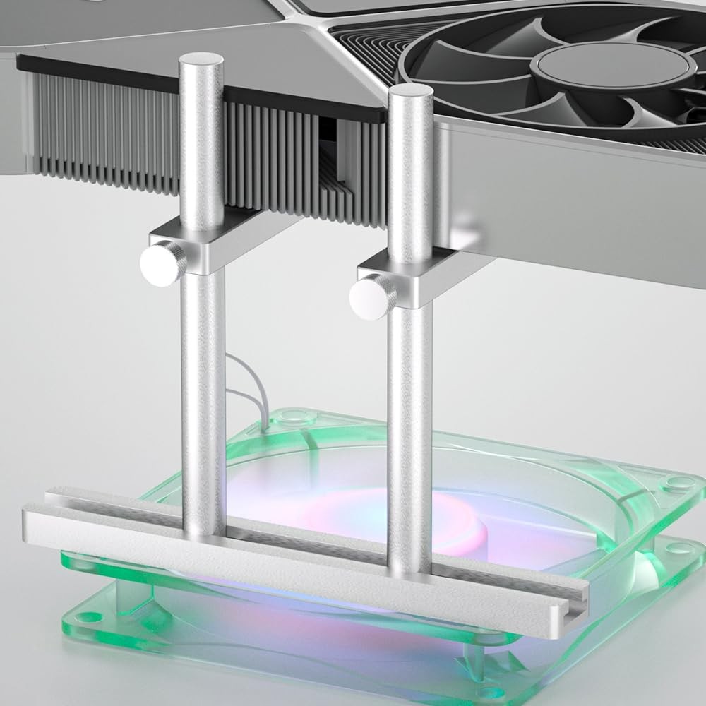 Graphics Card GPU Support Bracket Adjustable Aluminum 128mm Silver Stand
