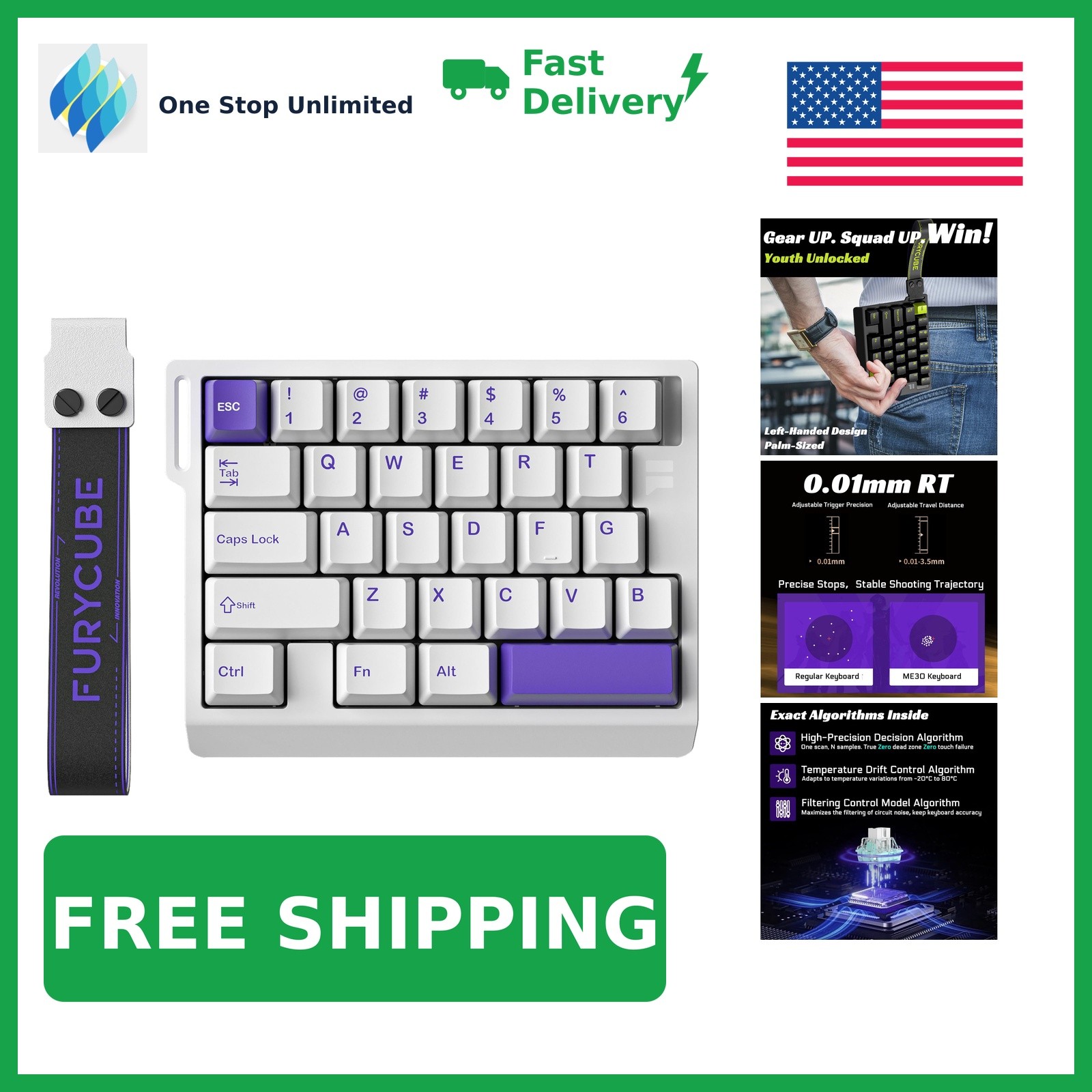 MERAYLAX One-Hand Mechanical Gaming Keyboard, White